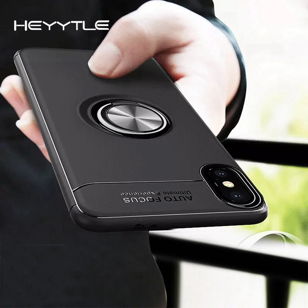 Роскошный противоударный чехол Heyytle с кольцом для iphone 8 7 Plus XS MAX XR X 6 S полное