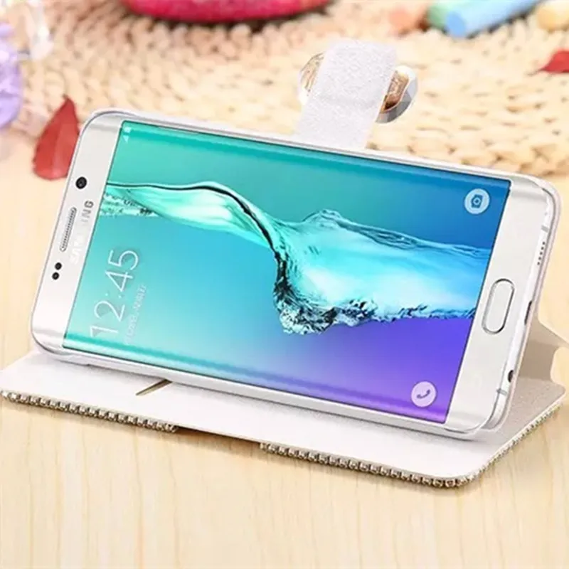 Кожаный чехол-книжка Haissky для Samsung Galaxy S7 edge S6 S5 S4 S3 S8 Plus роскошный чехол со стразами