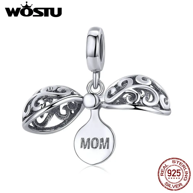 WOSTU, Настоящее серебро 925 пробы, благодарность для мамы, очаровательный браслет и ожерелье, подвеска, уникальный бренд, ювелирное изделие, подарок, FIC1008