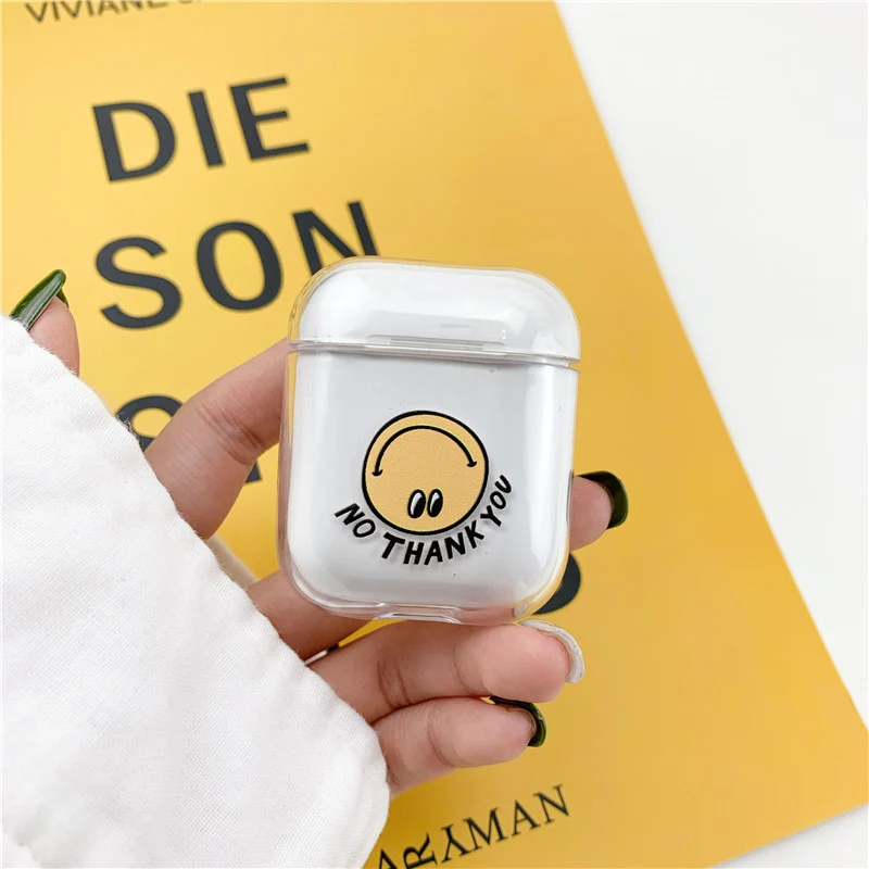 Чехол для Airpods с милым рисунком, Прозрачные Жесткие чехлы для AirPods, защитный чехол с мультяшным рисунком, Bluetooth, беспроводной чехол для наушников
