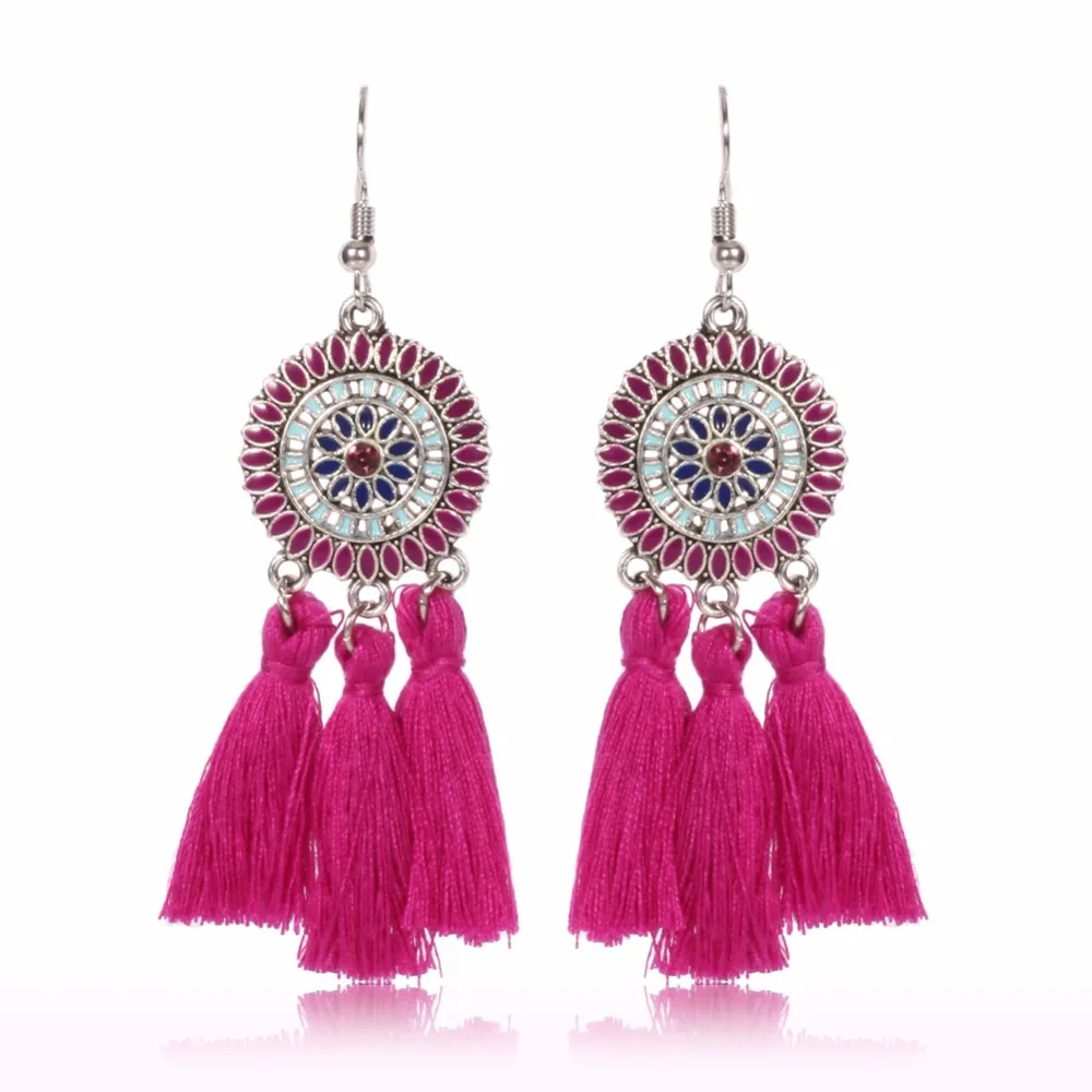 Летние новые стильные винтажные масляные длинные серьги с бахромой и перьями для