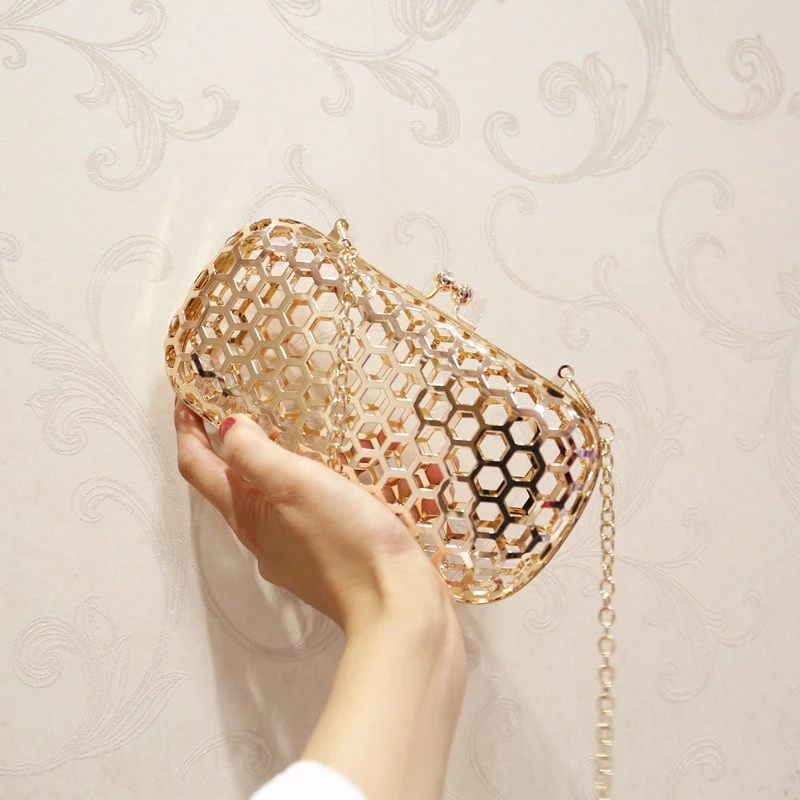 Роскошные сумки женские дизайнерские металлические через плечо Дамский ажурный