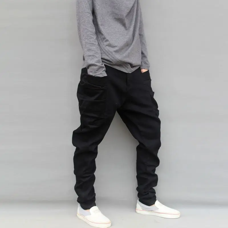 Летние мужские брюки-шаровары размера плюс 6XL повседневные черные зауженные