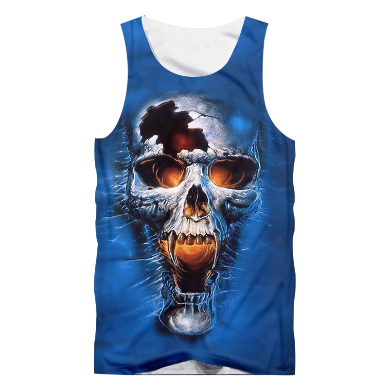 UJWI Новая мода Ужас Череп на бак Топ сексуальная повседневная мужская одежда