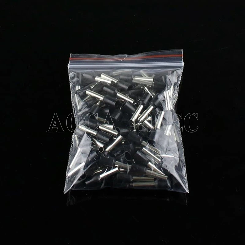 black 100 шт. E6012 E6018 Изолированные Наконечники Клеммная колодка шнур конец провода разъем 6.0mm2, обжимной Терминатор - Цвет: black