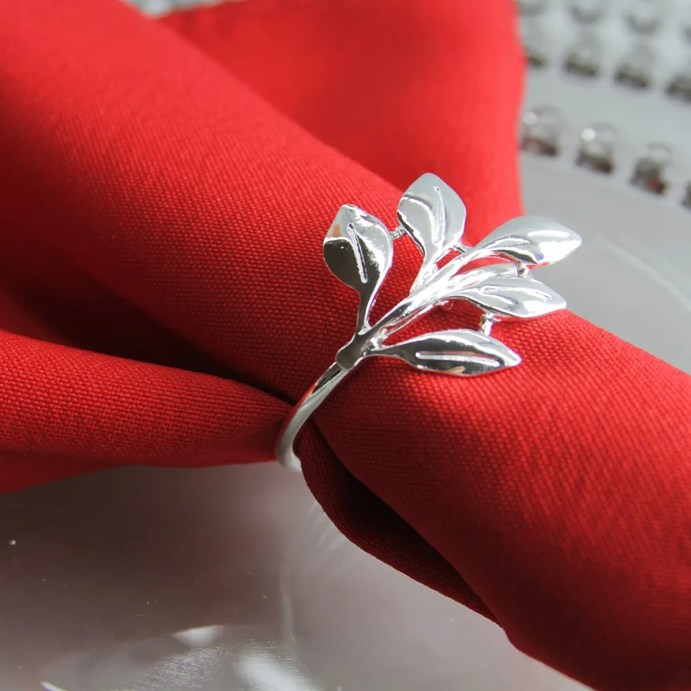 

Gold silver leaf metal napkin ring decoration napkin holder for wedding 12 pcs free shipping