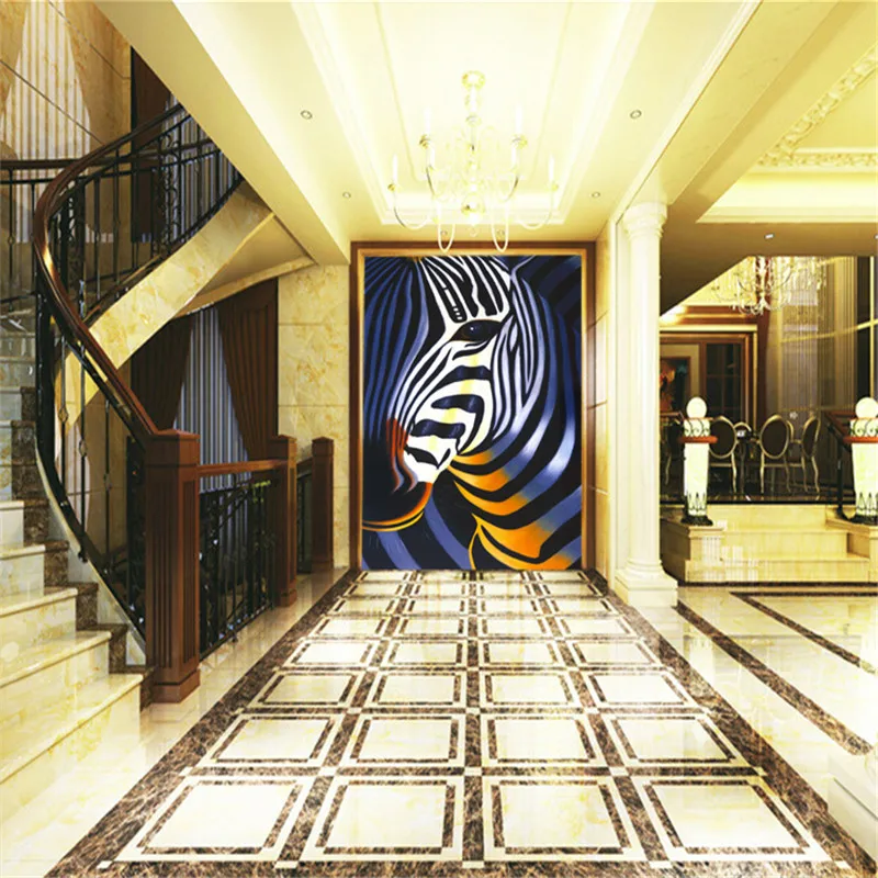 3d обои для ресторана коридора спальни черно белые полосатые с принтом зебры|photo