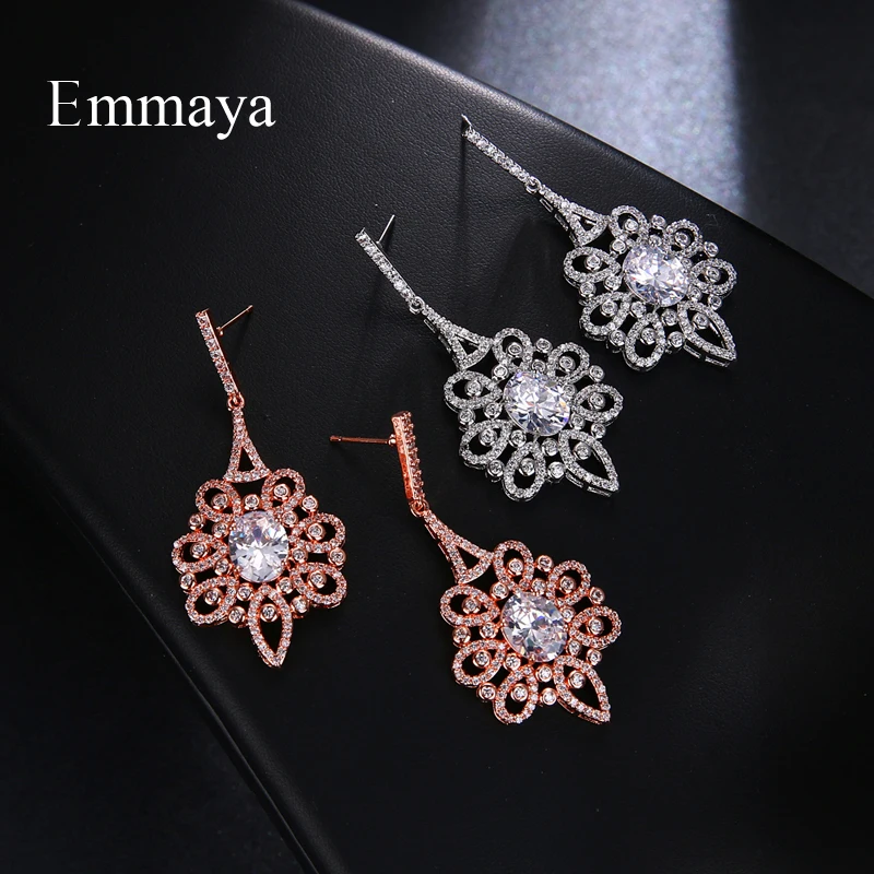 EMMAYA роскошные сверкающие серьги подвески с большим кубическим цирконием для