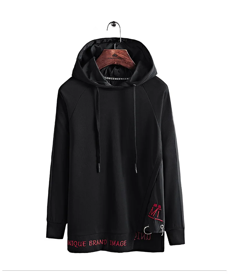 NXH 2019 new men sport long sleeve hoodie top with letters embroidery casual sweatershirt Cotton hip hop mens hoodies Black dark | Мужская