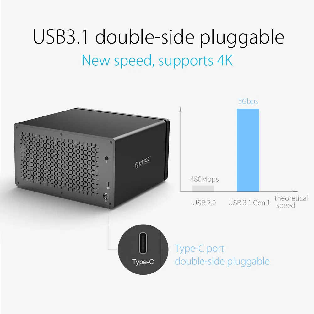 ORICO корпус для жесткого диска 8 Bay 80 ТБ USB C док станция 3 5 дюйма Реверсивный Type