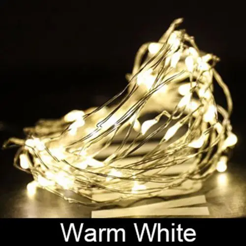 Warm White Многоцветный СВЕТОДИОДНЫЙ светильник на батарейках s 1 м 2 м 3 м водонепроницаемый светильник из медной проволоки на Рождество, украшение для дома и сада - Испускаемый цвет: Warm White