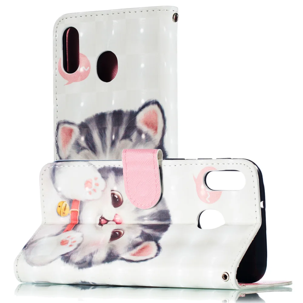Flip Cover For Samsung Galaxy M20 M 20 PU Leather Bumper Case SM-M205FN/DS SM-M205F/DS Cute 3D Painting Stand Cases SM M205FN/S | Мобильные