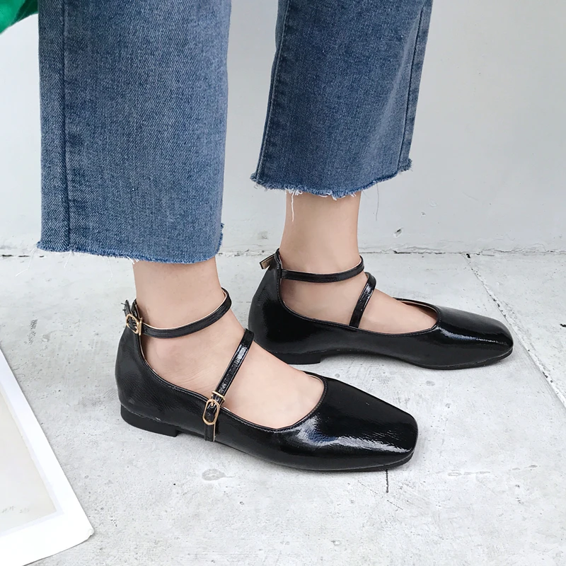 

Женские повседневные туфли, Новинка осени 2019, женские мюли, туфли на квадратном каблуке с пряжкой, женские Туфли Мэри Джейн
