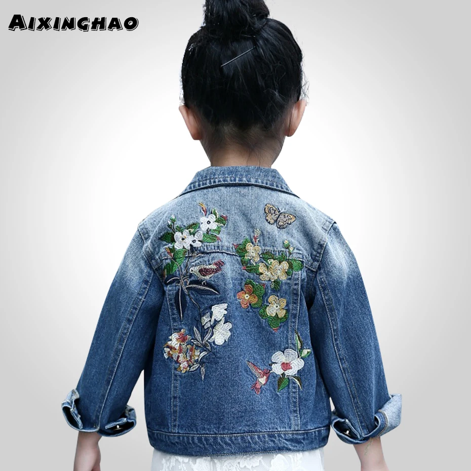 Aixinghao/верхняя одежда и пальто для девочек Весенняя верхняя с цветочной вышивкой