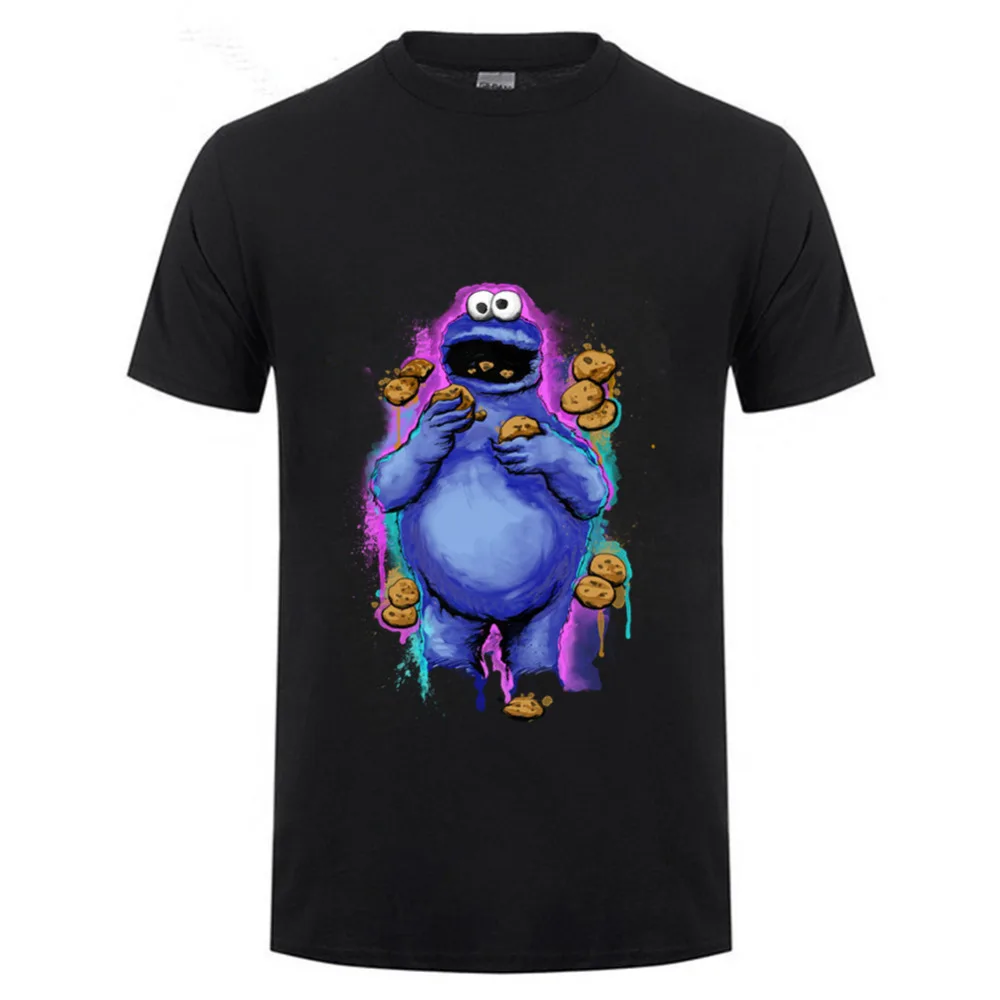 Футболка мужская с изображением печенья монстра хлопковая|designer mens t shirts|mens designer