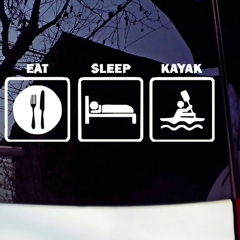 

Eat Sleep каяк виниловая переводная наклейка для автомобиля ноутбука мотоцикла окна стикер s 24x9 см