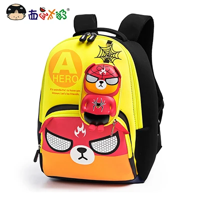 R162691-F MELONBOY школьные сумки для маленьких мальчиков рюкзак герой медведь мультфильм изображение светится в темноте светильник вес для детей от 4 до 6 лет - Цвет: R162691-F