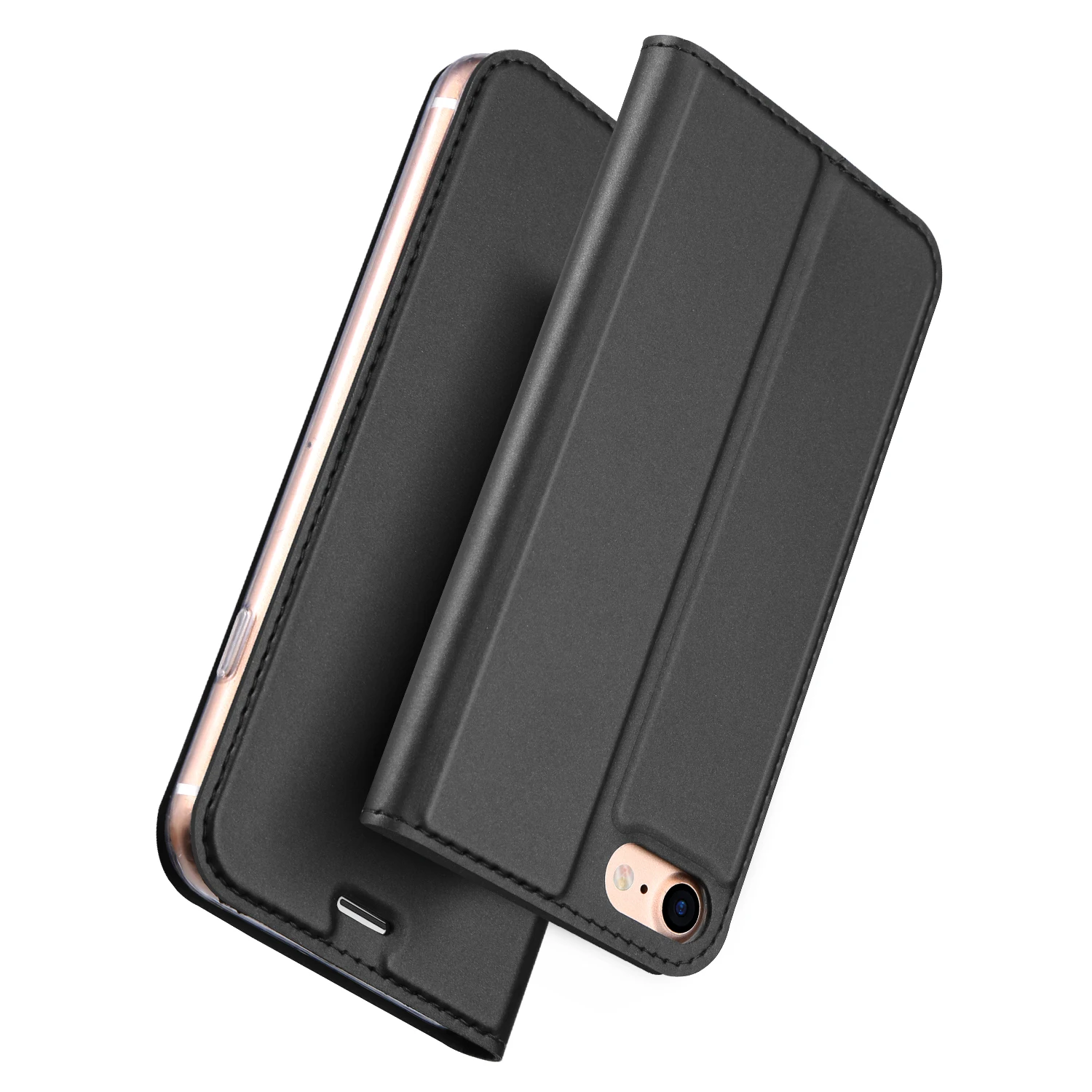 Для Apple iphone 7 iphone7 флип чехол 4," Роскошный кожаный бумажник-книжка чехол для iphone 8 iphone 8 чехол Coque fundas Etui Hoesje - Цвет: Темно-серый