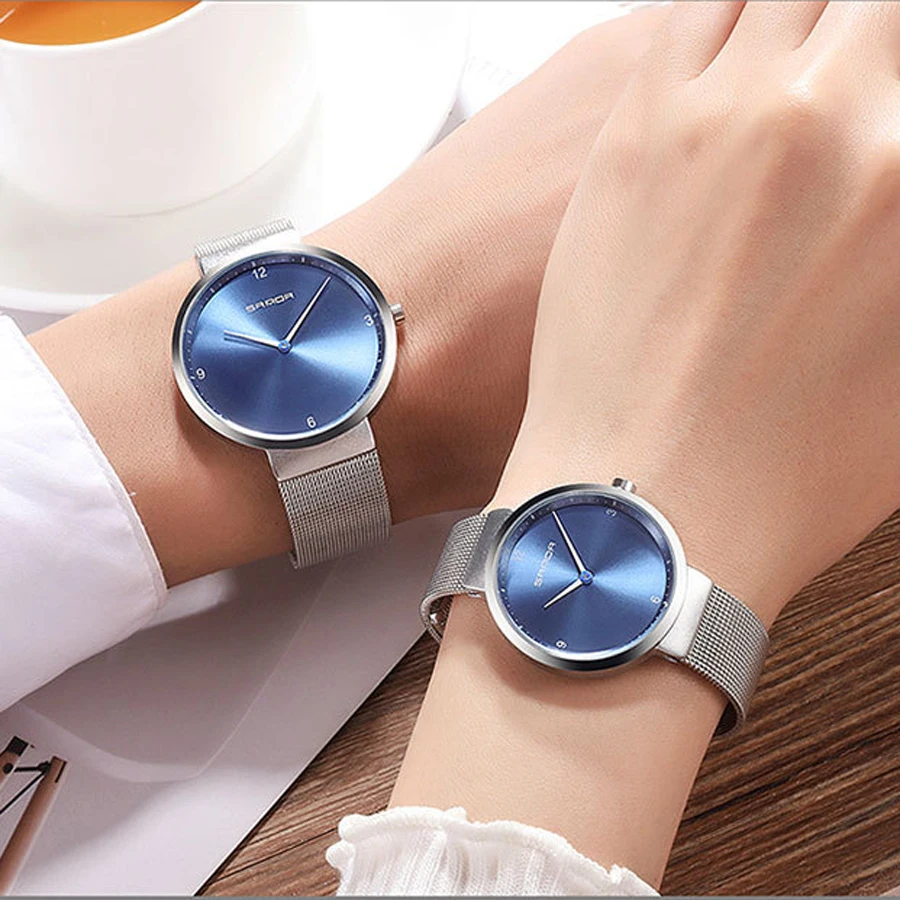 2019 новые часы для пары водонепроницаемые кварцевые наручные из нержавеющей