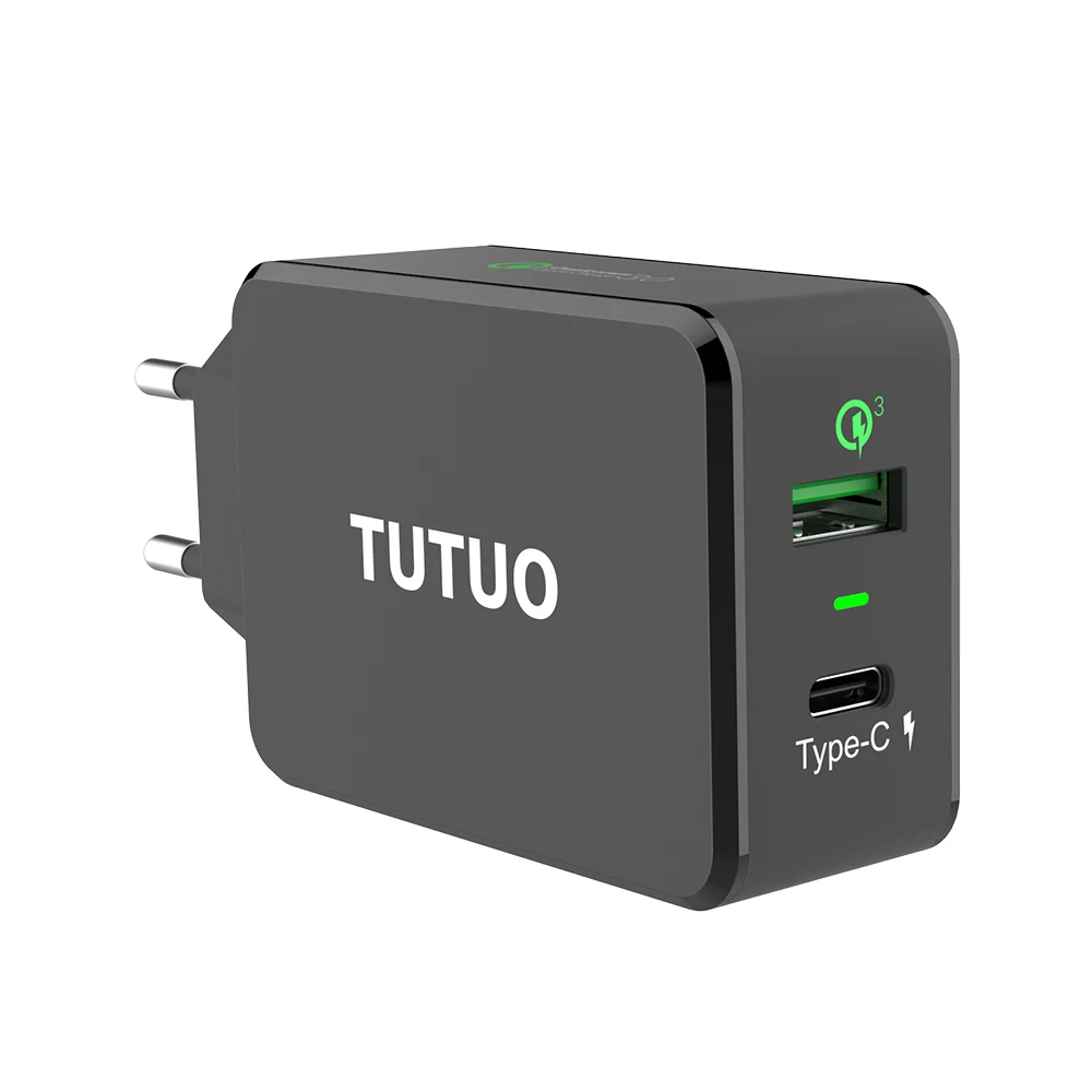 Tutuo Quick Charge 3.0 fast Тип USB C Портативный 33 Вт путешествия 2 Порты Smart Зарядное