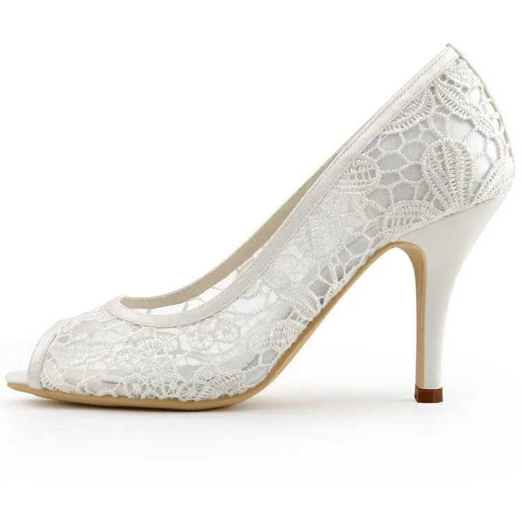 Женщины свадебные туфли HP1400 Слоновая Кость Размер 40 Peep Toe вырезами Высокие