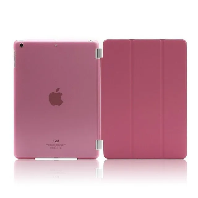 RYGOU Case for iPad mini 1 2 3 Tri-fold Smart Solid Color Ultra Slim PU Leather Transparent Back Cover case |