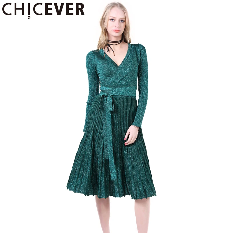 Женское платье-туника CHICEVER черное винтажное с длинным рукавом на шнурках 2020 |