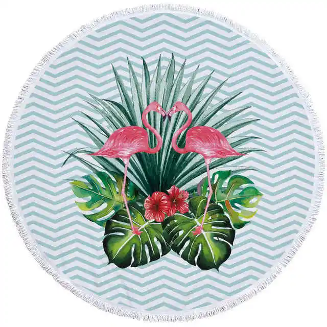 Tropical Flamingo Круглый пляжное полотенце, одеяло из микрофибры, модный большой коврик с кисточками, купальная салфетка De Plage Toalla Microfibra - Цвет: Tropical Flamingo