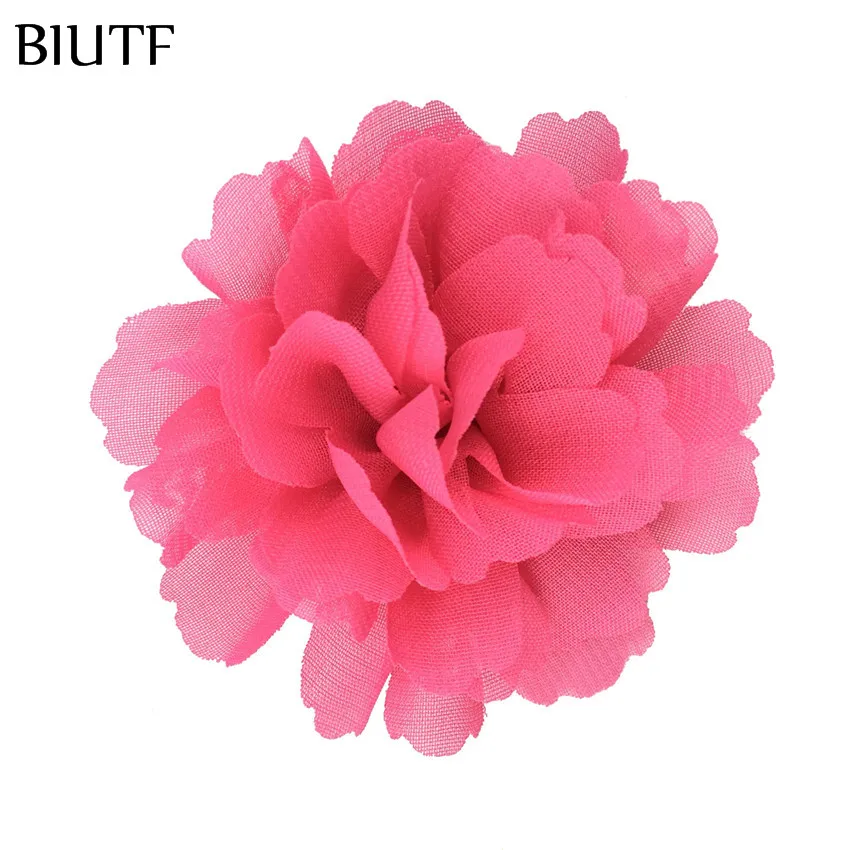 17-lt rose 10 шт./лот 7,5 см гофрированный Weavy шифон цветок 3 дюймов сплошной цвет волос цветок с зажим для волос принцесса головной убор TH246 - Цвет: 17-lt rose