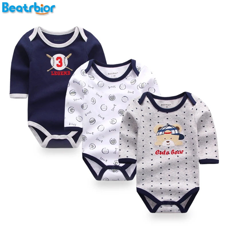 3 шт. детские комбинезоны с длинным рукавом хлопок детская одежда для