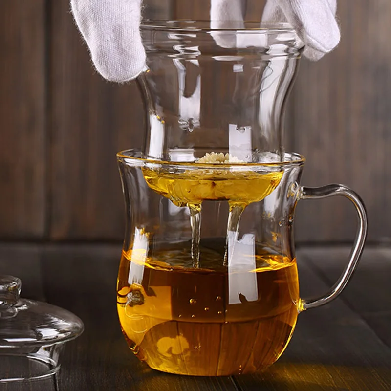 350 мл креативная чайная кружка с фильтром и крышкой три стеклянные простые