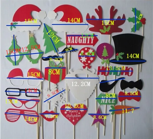 Послушание 27 шт. Photo Booth Реквизит Рождество Аксессуары Xmas Забавный шляпа дерево