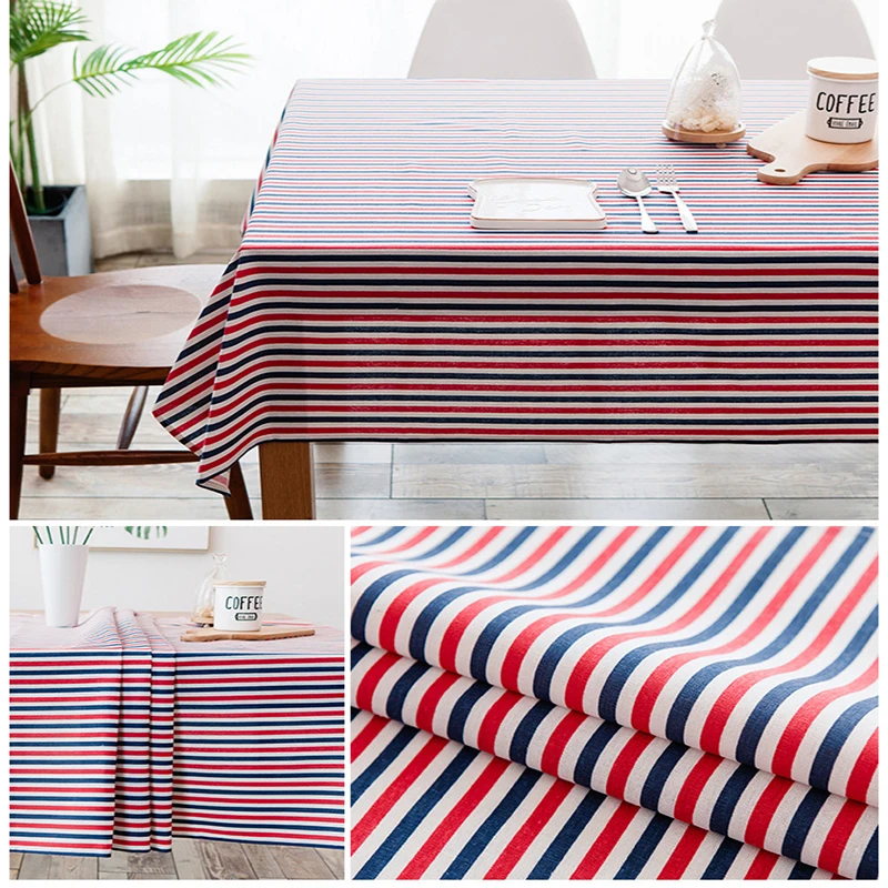 Скатерть из хлопка и льна прямоугольная скатерть в полоску для гостиной оптовая