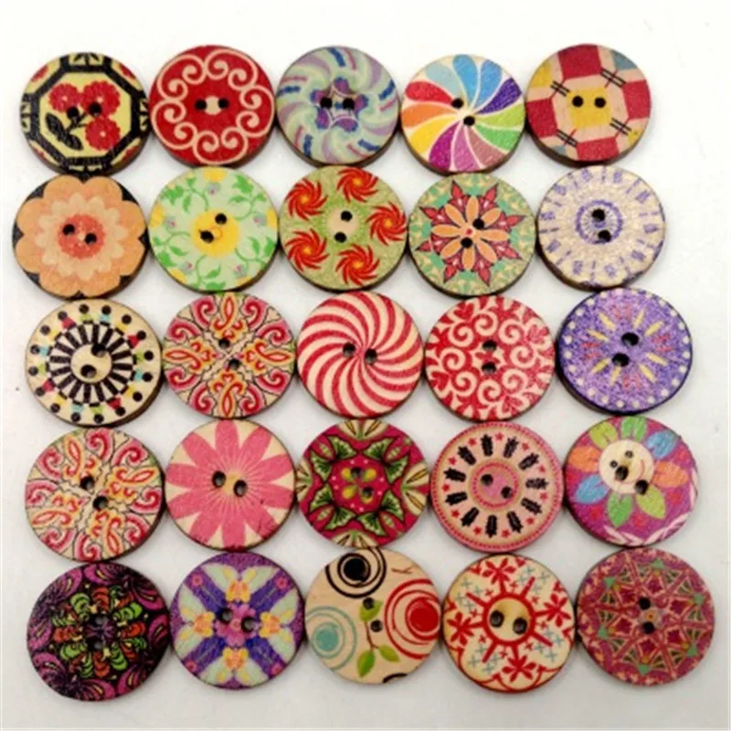 4000pcs Mixed Vintage Colorful Flowers Wood Buttons Scrapbooking Sewing Craft 20mm | Дом и сад