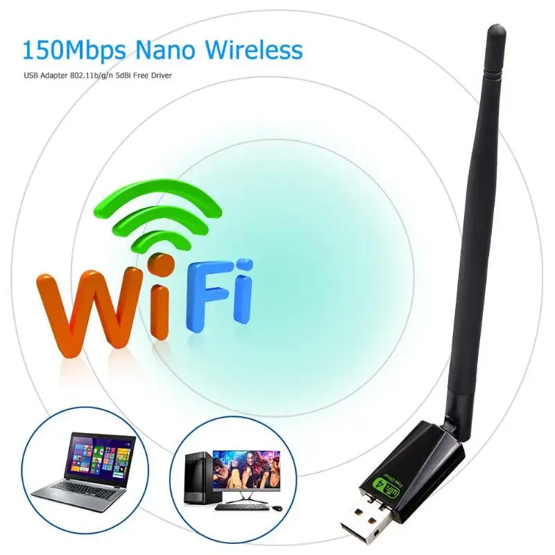 Беспроводной Wi-Fi адаптер Dongle 150 Мбит/с Lan сетевая карта приемник с антенной