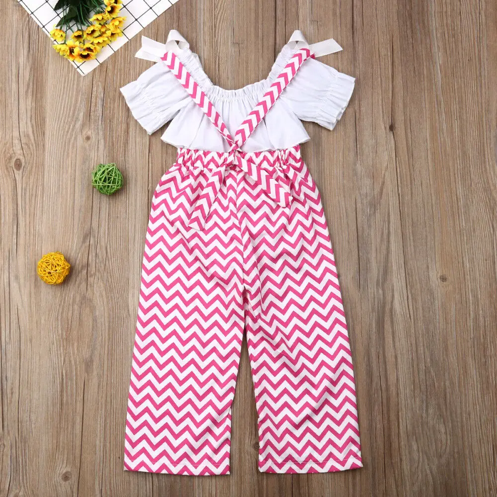 От 1 до 6 лет Летние комплекты одежды для маленьких девочек Белые топы с оборками