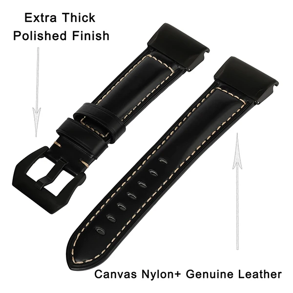 Black Быстрый Easy Fit натуральной кожи ремешок для Garmin Fenix 5X/5X Плюс/3/3 HR/спуск MK1/Quatix 3/Tactix часы наручные ремешок - Цвет ремешка: Black
