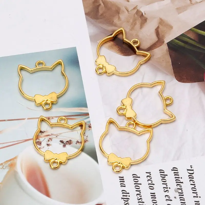 5 шт. милый галстук-бабочка кошка без рисунка рамка из смолы Подвеска Аксессуары