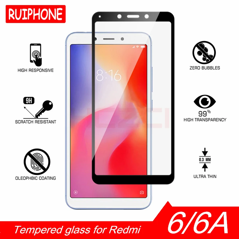Redmi 6 6A Защитное стекло для Xiaomi 6/6A закаленное RUIPHONE Высокое качество 2.5D 9H HD полное