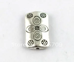 

40 Tibetan silver floral rectangle spacer beads A8996