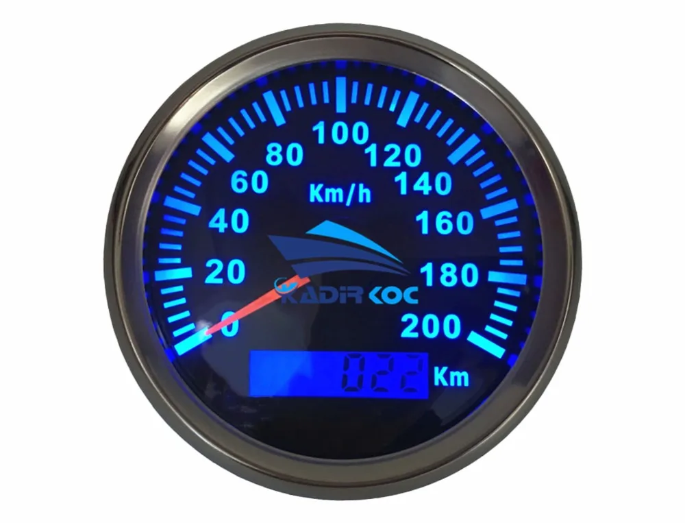 1 шт. 85 мм авто манометры черные спидометры GPS ротомеры 0-200 км/ч водонепроницаемый 316L безель с синими задними фонарями и антенной