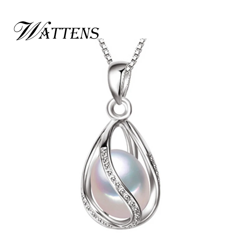 WATTENS Pearl Jewelry,natural Pearl Necklace,fashion Freshwater Pearl 925 sterling silver Necklace Pendant women for love gift