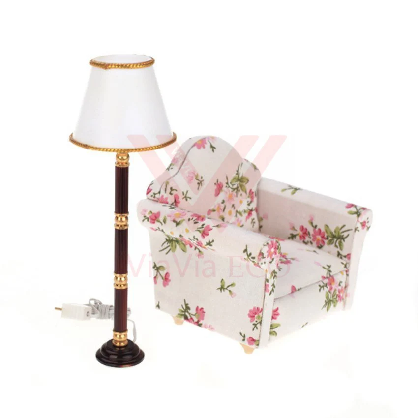 1:12 Dollhouse Miniature Fringed Floor Lamp Light LED Warm Lighting | Игрушки и хобби