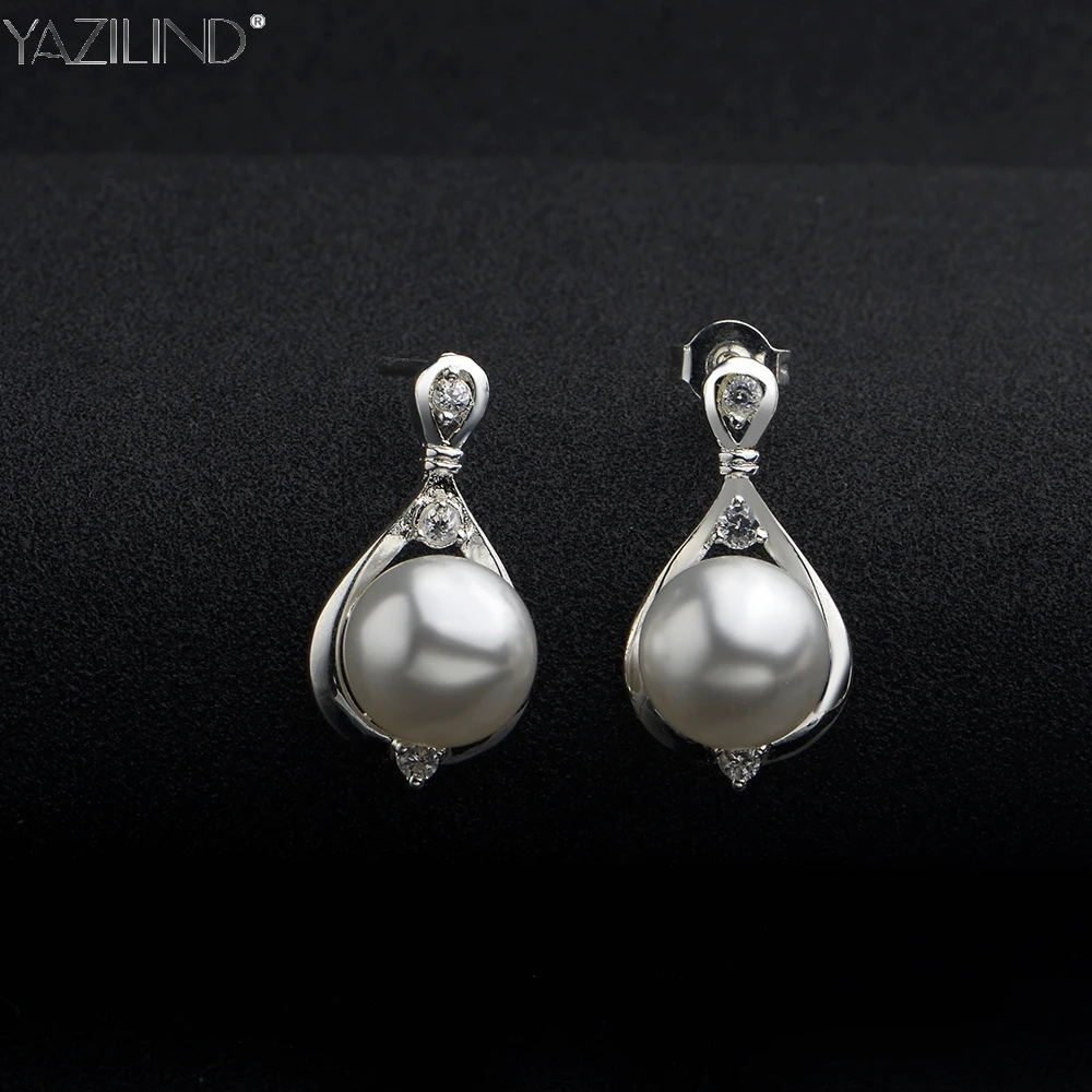 Yazilind модные элегантные Серьги с жемчугом Jewelry Femme Серьги-гвоздики для Для женщин |
