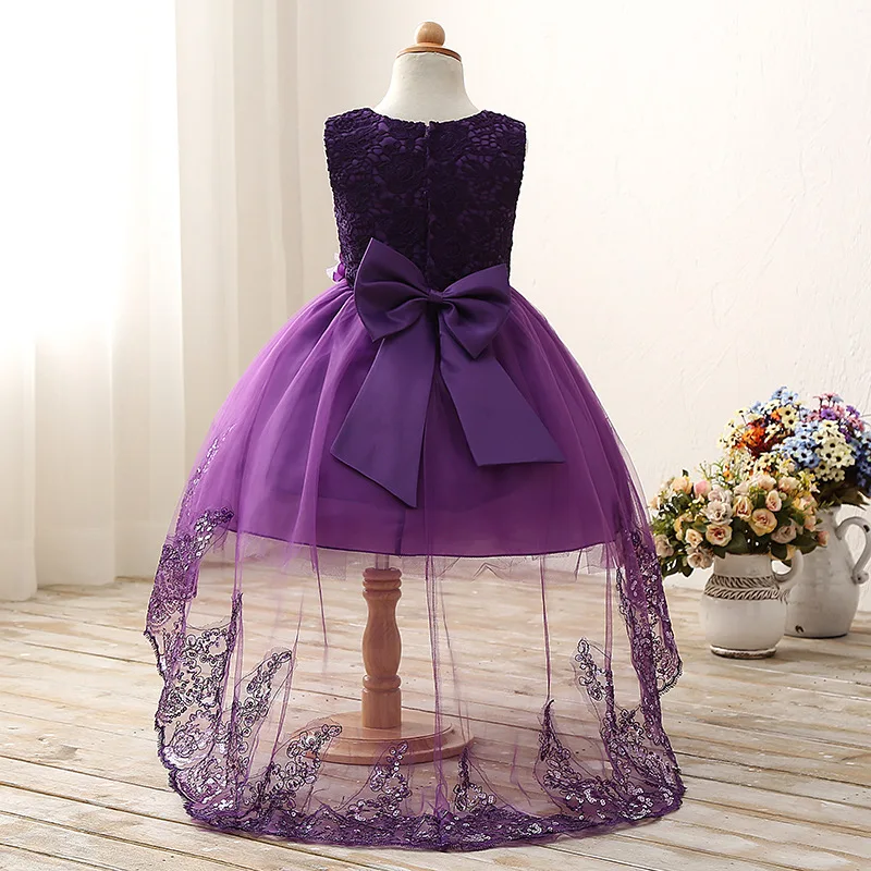 2017 High quality princess dress girls wedding graduation gown purple children flower vestido de festa infantil menina | Детская одежда