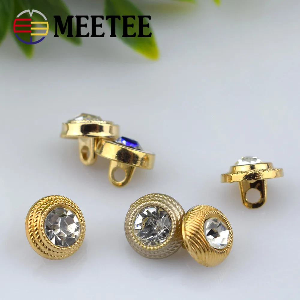 30pcs Meetee 10mm Mix Rhinestones Decor Metal Buttons Round Shank Button for Shirt Sweater Clothes Sewing Scrapbooking Accessory | Дом и сад