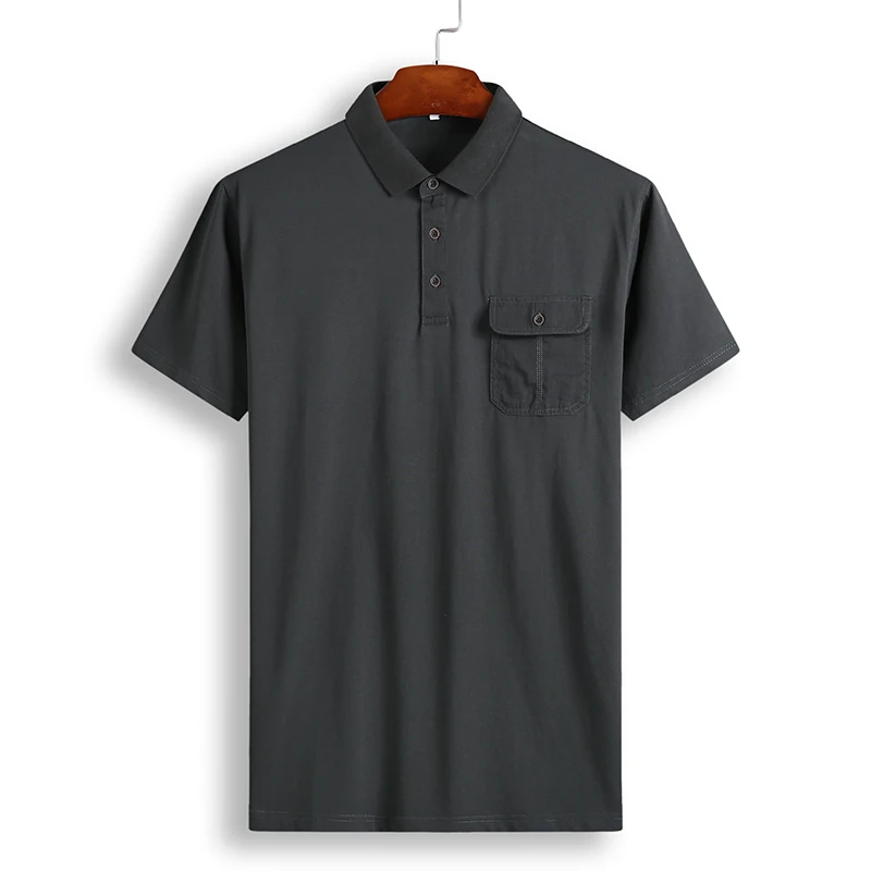 Новая Летняя мужская рубашка поло с карманом, короткий рукав, Camisas Polo, высокое качество, мужские повседневные рубашки поло размера плюс 6XL 7XL 8XL
