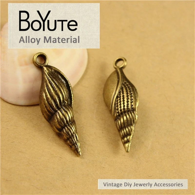 BoYuTe (100 шт./лот) 8*22 мм Античная бронзовая оцинкованная морская улитка кулон