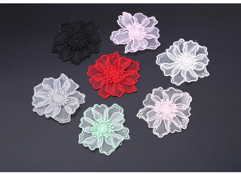 Двухслойные Цветочные вышитые аппликации патчи для одежды Швейные женские юбки