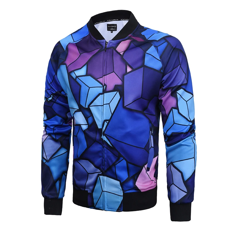 

2018 Spring New men's 3D Cube print jackets mens jacket men coat male masculino jaqueta masculina inverno Men 3D Baseball jacket